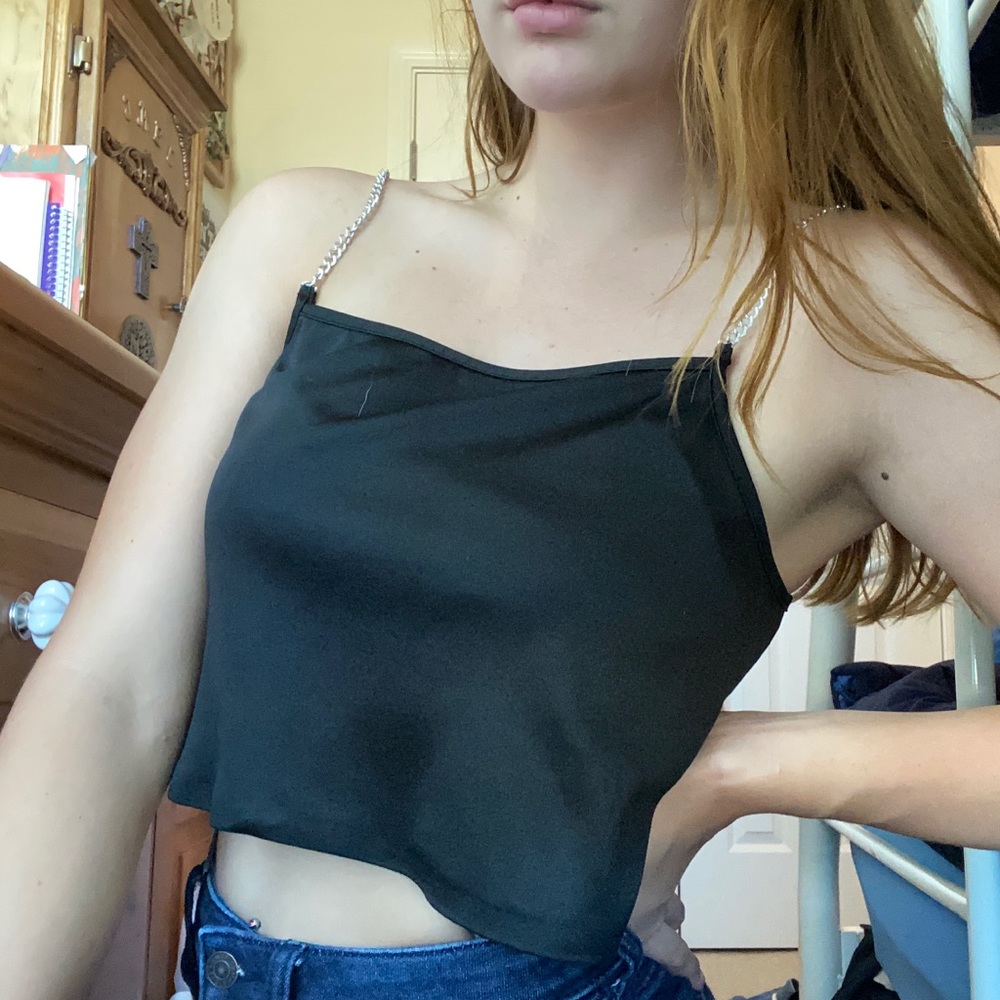 Custom Chain Strap Satin Top